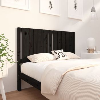 Cabecero De Cama | Panel De Cabecera Madera Maciza De Pino Negro 125,5x4x100 Cm Cfw857963