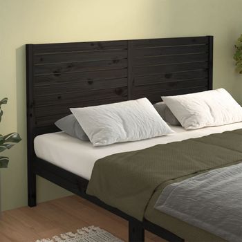 Cabecero De Cama | Panel De Cabecera Madera Maciza De Pino Negro 126x4x100 Cm Cfw380361