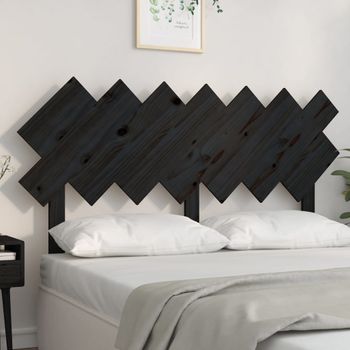 Cabecero De Cama | Panel De Cabecera Madera Maciza De Pino Negro 141x3x80,5 Cm Cfw196108