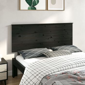 Cabecero De Cama | Panel De Cabecera Madera Maciza De Pino Negro 144x6x82,5 Cm Cfw198611