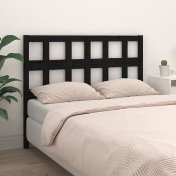 Cabecero De Cama | Panel De Cabecera Madera Maciza De Pino Negro 145,5x4x100 Cm Cfw379232