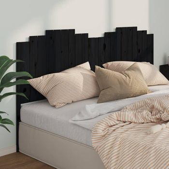 Cabecero De Cama | Panel De Cabecera Madera Maciza De Pino Negro 206x4x110 Cm Cfw182640