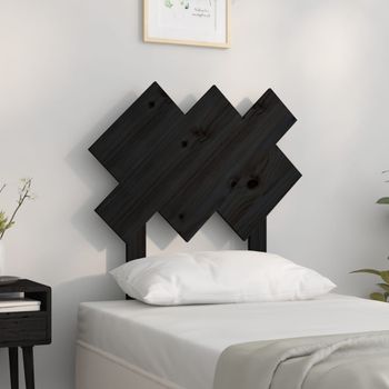 Cabecero De Cama | Panel De Cabecera Madera Maciza De Pino Negro 72,5x3x81 Cm Cfw595494