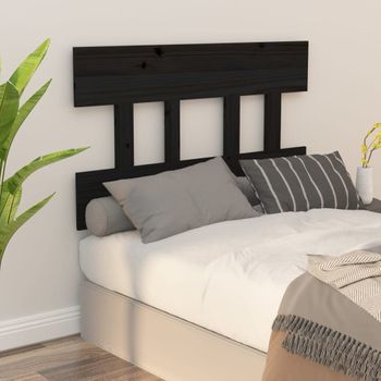 Cabecero De Cama | Panel De Cabecera Madera Maciza De Pino Negro 93,5x3x81 Cm Cfw399563