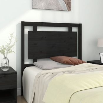 Cabecero De Cama | Panel De Cabecera Madera Maciza De Pino Negro 95,5x4x100 Cm Cfw786571