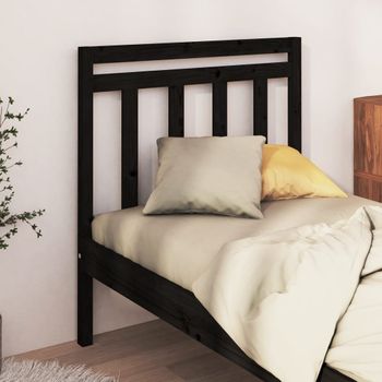 Cabecero De Cama | Panel De Cabecera Madera Maciza De Pino Negro 95x4x100 Cm Cfw156489