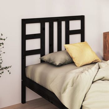 Cabecero De Cama | Panel De Cabecera Madera Maciza De Pino Negro 96x4x100 Cm Cfw522859