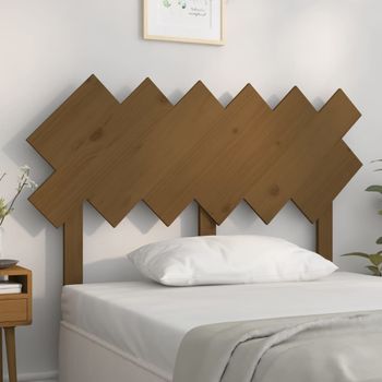 Cabecero De Cama | Panel De Cabecera Madera Maciza Pino Marrón Miel 122,5x3x80,5 Cm Cfw782211