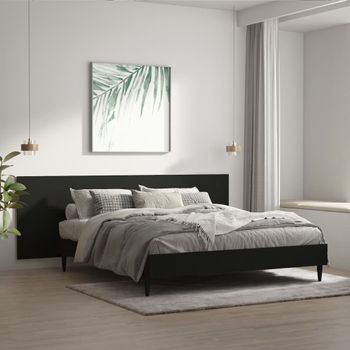 Cabecero De Cama Pared | Panel De Cabecera Madera Contrachapada Negro 240x1,5x80cm Cfw216684