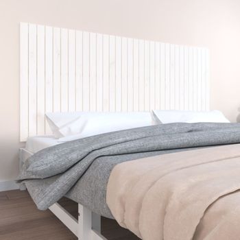 Cabecero De Cama Pared | Panel De Cabecera Madera Maciza Pino Blanco 204x3x90 Cm Cfw662711