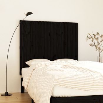 Cabecero De Cama Pared | Panel De Cabecera Madera Maciza Pino Negro 127,5x3x110 Cm Cfw882764