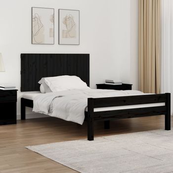 Cabecero De Cama Pared | Panel De Cabecera Madera Maciza Pino Negro 127,5x3x60 Cm Cfw931039