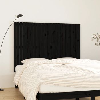 Cabecero De Cama Pared | Panel De Cabecera Madera Maciza Pino Negro 159,5x3x110 Cm Cfw275400