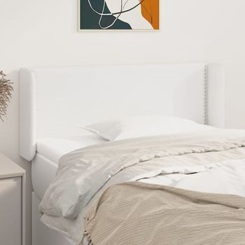 Cabecero Cama | Panel De Cabecera De Cuero Sintético Blanco 103x16x78/88 Cm Cfw673586