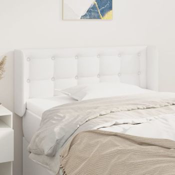 Cabecero Cama | Panel De Cabecera De Cuero Sintético Blanco 103x16x78/88 Cm Cfw579764