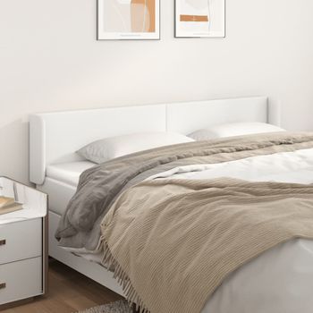 Cabecero Cama | Panel De Cabecera De Cuero Sintético Blanco 203x16x78/88 Cm Cfw779901