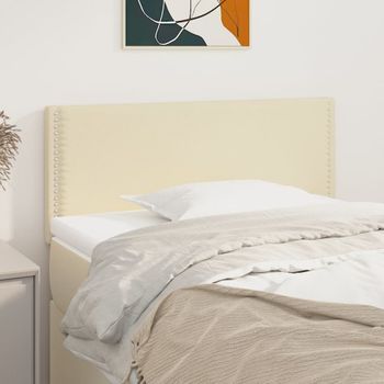 Cabecero Cama | Panel De Cabecera De Cuero Sintético Color Crema 90x5x78/88 Cm Cfw941305