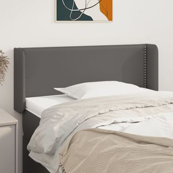 Cabecero Cama | Panel De Cabecera De Cuero Sintético Gris 103x16x78/88 Cm Cfw522419