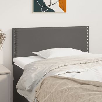 Cabecero Cama | Panel De Cabecera De Cuero Sintético Gris 90x5x78/88 Cm Cfw338642