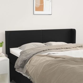 Cabecero Cama | Panel De Cabecera De Cuero Sintético Negro 147x16x78/88 Cm Cfw756333