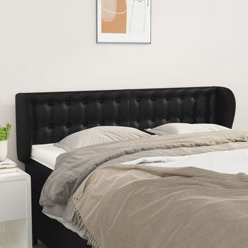 Cabecero Cama | Panel De Cabecera De Cuero Sintético Negro 147x23x78/88 Cm Cfw333773