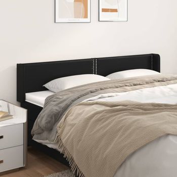 Cabecero Cama | Panel De Cabecera De Cuero Sintético Negro 183x16x78/88 Cm Cfw863312