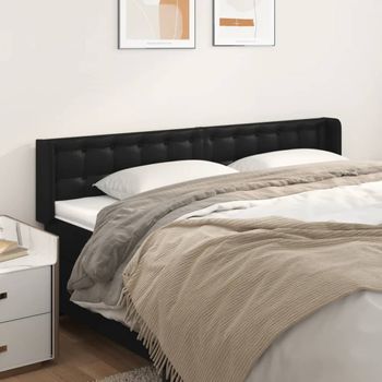 Cabecero Cama | Panel De Cabecera De Cuero Sintético Negro 183x16x78/88 Cm Cfw817235