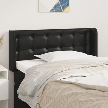 Cabecero Cama | Panel De Cabecera De Cuero Sintético Negro 83x16x78/88 Cm Cfw926432