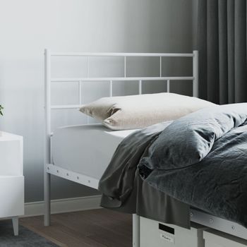 Cabecero Cama | Panel De Cabecera De Metal Blanco 107 Cm Cfw492977