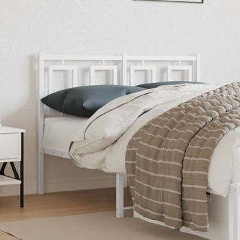 Cabecero Cama | Panel De Cabecera De Metal Blanco 120 Cm Cfw664946