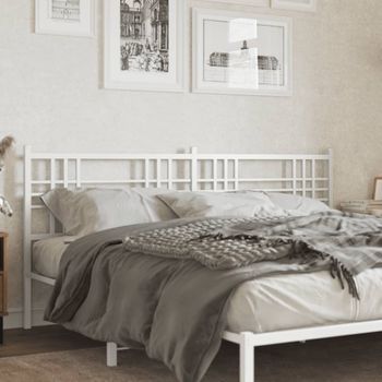 Cabecero Cama | Panel De Cabecera De Metal Blanco 193 Cm Cfw145226