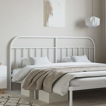 Cabecero Cama | Panel De Cabecera De Metal Blanco 193 Cm Cfw181754