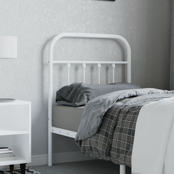 Cabecero Cama | Panel De Cabecera De Metal Blanco 75 Cm Cfw458798