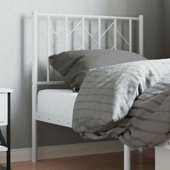 Cabecero Cama | Panel De Cabecera De Metal Blanco 75 Cm Cfw852770