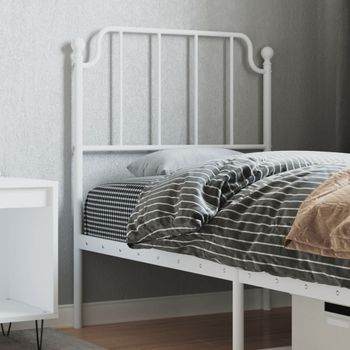 Cabecero Cama | Panel De Cabecera De Metal Blanco 75 Cm Cfw942668