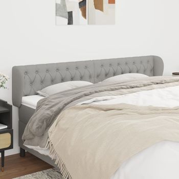 Cabecero Cama | Panel De Cabecera De Tela Gris Claro 203x23x78/88 Cm Cfw105764