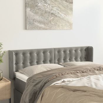 Cabecero Cama | Panel De Cabecera De Terciopelo Gris Claro 147x16x78/88 Cm Cfw187359