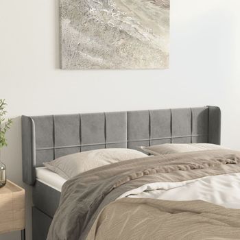 Cabecero Cama | Panel De Cabecera De Terciopelo Gris Claro 147x16x78/88 Cm Cfw585219