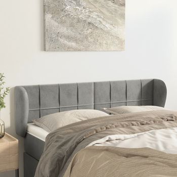 Cabecero Cama | Panel De Cabecera De Terciopelo Gris Claro 147x23x78/88 Cm Cfw785871