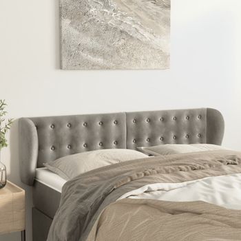 Cabecero Cama | Panel De Cabecera De Terciopelo Gris Claro 147x23x78/88 Cm Cfw680248