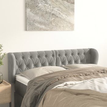 Cabecero Cama | Panel De Cabecera De Terciopelo Gris Claro 147x23x78/88 Cm Cfw569650