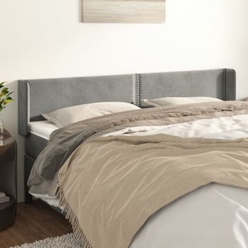 Cabecero Cama | Panel De Cabecera De Terciopelo Gris Claro 163x16x78/88 Cm Cfw373314