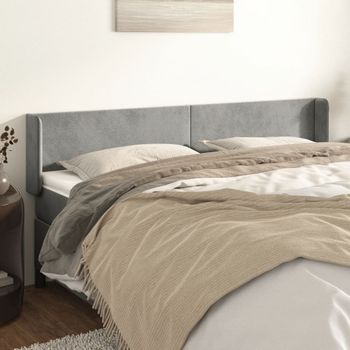 Cabecero Cama | Panel De Cabecera De Terciopelo Gris Claro 163x16x78/88 Cm Cfw531850