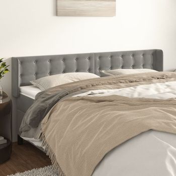 Cabecero Cama | Panel De Cabecera De Terciopelo Gris Claro 163x16x78/88 Cm Cfw795366