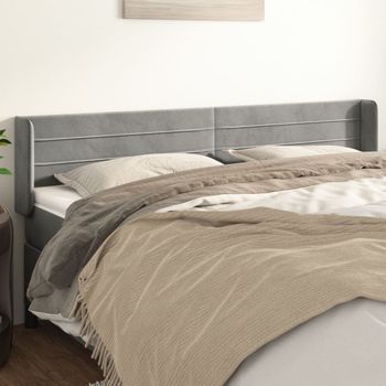 Cabecero Cama | Panel De Cabecera De Terciopelo Gris Claro 183x16x78/88 Cm Cfw684730