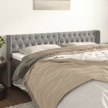 Cabecero Cama | Panel De Cabecera De Terciopelo Gris Claro 183x16x78/88 Cm Cfw637407