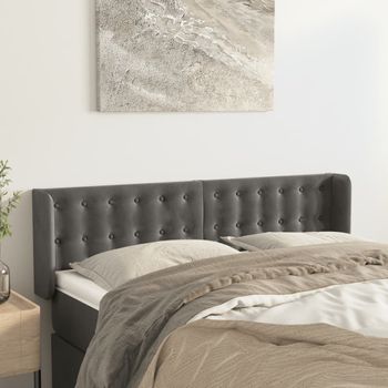 Cabecero Cama | Panel De Cabecera De Terciopelo Gris Oscuro 147x16x78/88 Cm Cfw426124