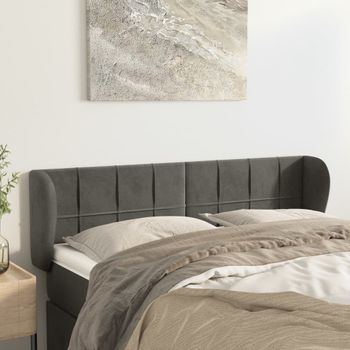 Cabecero Cama | Panel De Cabecera De Terciopelo Gris Oscuro 147x23x78/88 Cm Cfw592637