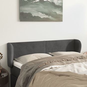 Cabecero Cama | Panel De Cabecera De Terciopelo Gris Oscuro 147x23x78/88 Cm Cfw277220