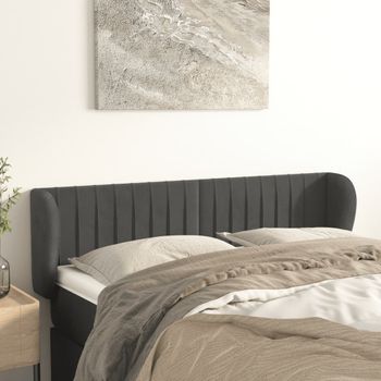 Cabecero Cama | Panel De Cabecera De Terciopelo Gris Oscuro 147x23x78/88 Cm Cfw937396